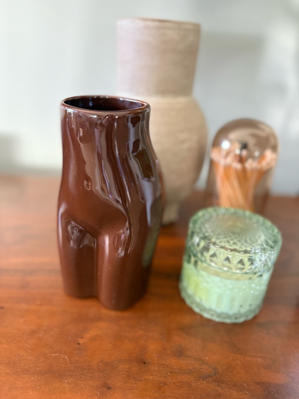 Brown Ceramic Torso Vase
